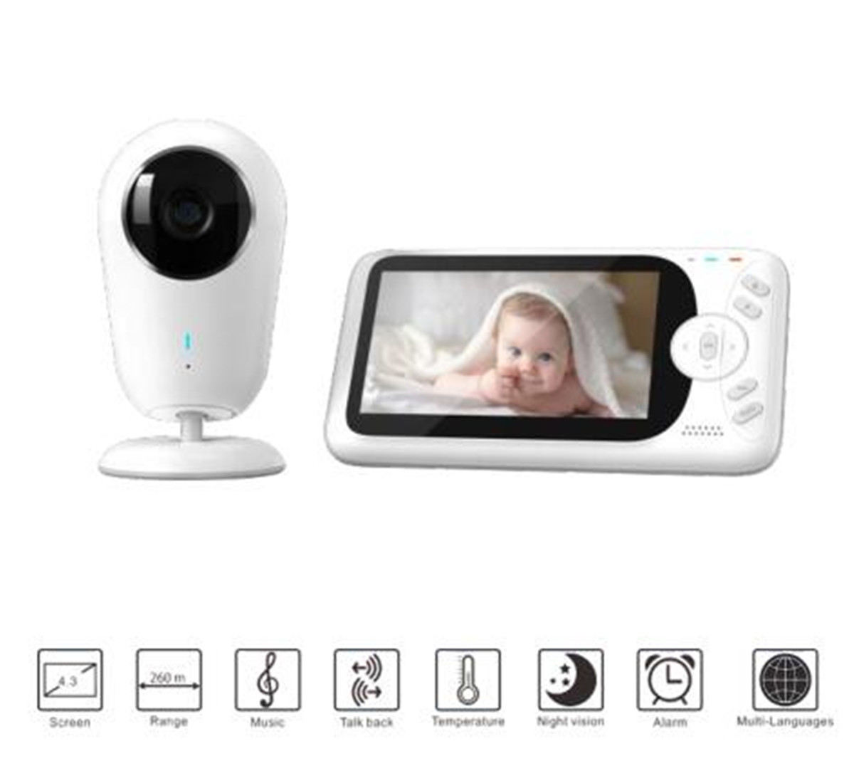 Home Security Wireless Camera - 4.3인치 1080P 풀 HD 무선 베이비