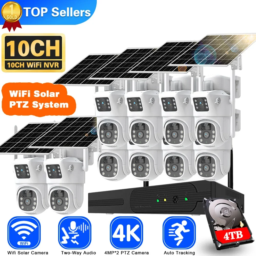 Home Security Video Systems - 듀얼 렌즈 와이파이 태양광 CCTV 카메라