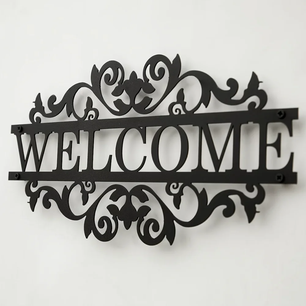 Home Security Yard Sign - 맞춤 주소가 있는 소박한 금속 환영