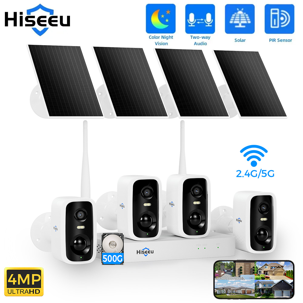 Home Security Video Systems - Hiseeu 10채널 NVR 4MP WiFi 태양광