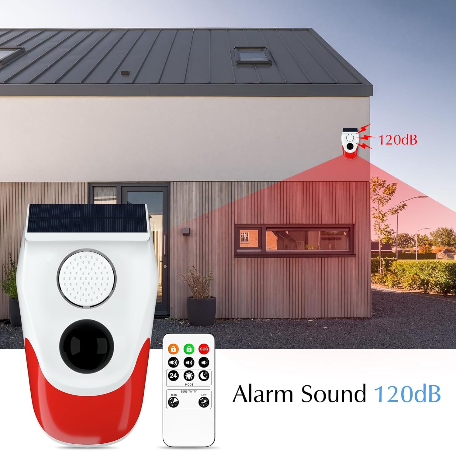 태양광 모션 센서 야외 경보, 조정 가능한 감도 모션  - Home Security Siren 리뷰 및 가격