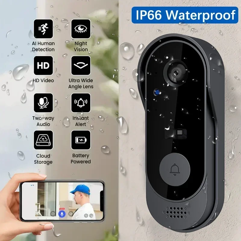 비디오 HD 무선 방수 도어벨 카메라, 야간 투시 및  - Home Security Video Systems 리뷰 및 가격