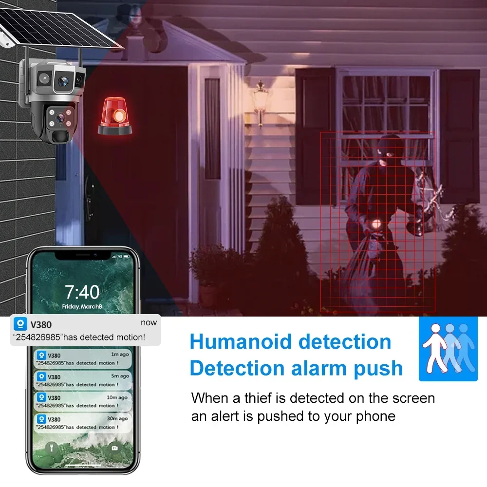 V380 4K 3화면 4G 카메라 태양광 배터리 PIR - Home Security Tech 리뷰 및 가격