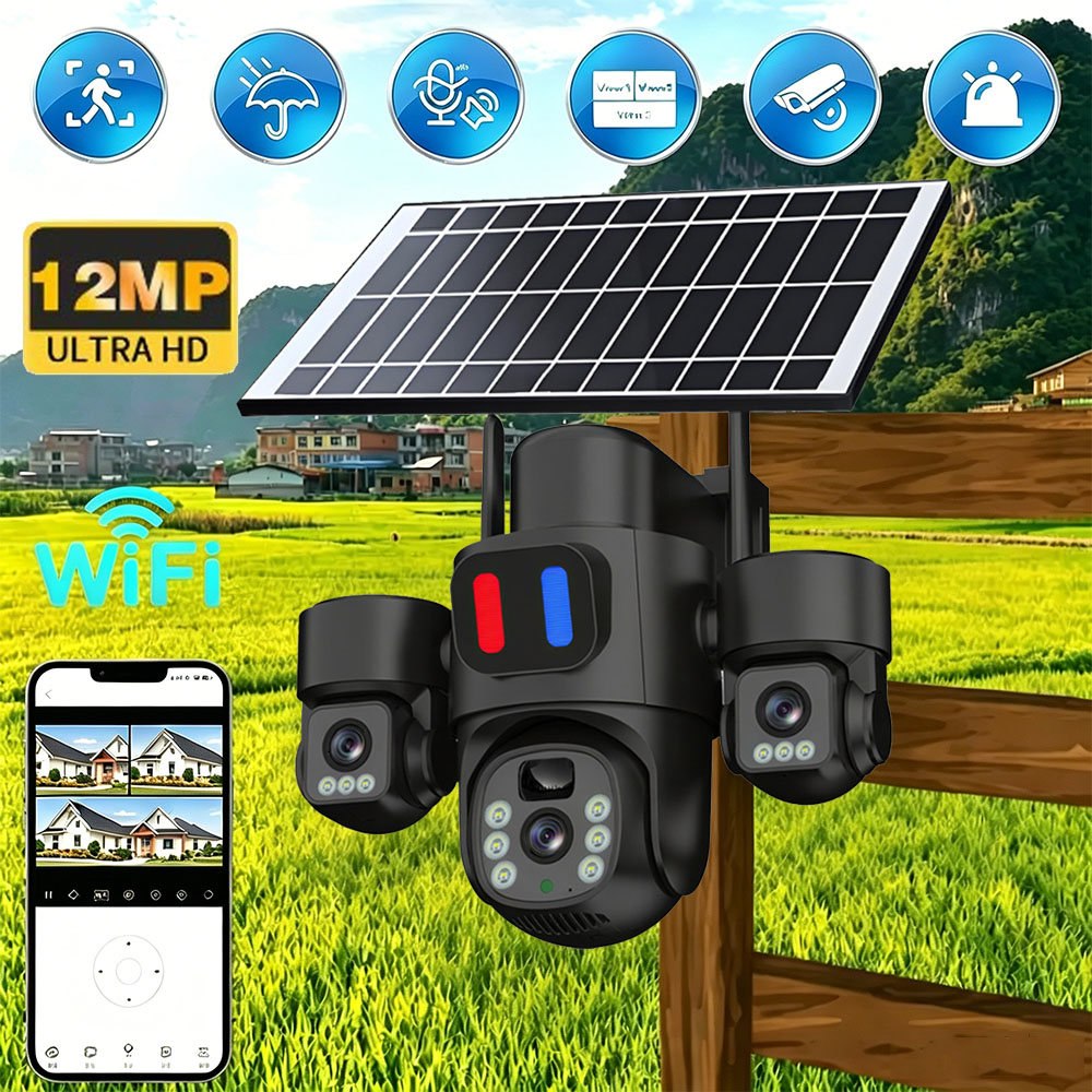 태양광 WiFi PTZ 카메라 야외용 트리플 렌즈 3화 - Home Security Wireless Camera 리뷰 및 가격