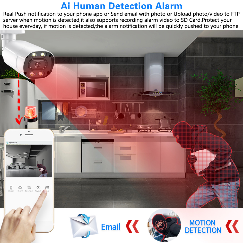거리 야외 8MP 4K AHD CCTV 카메라 풀 컬러 - Home Security Video Systems 리뷰 및 가격